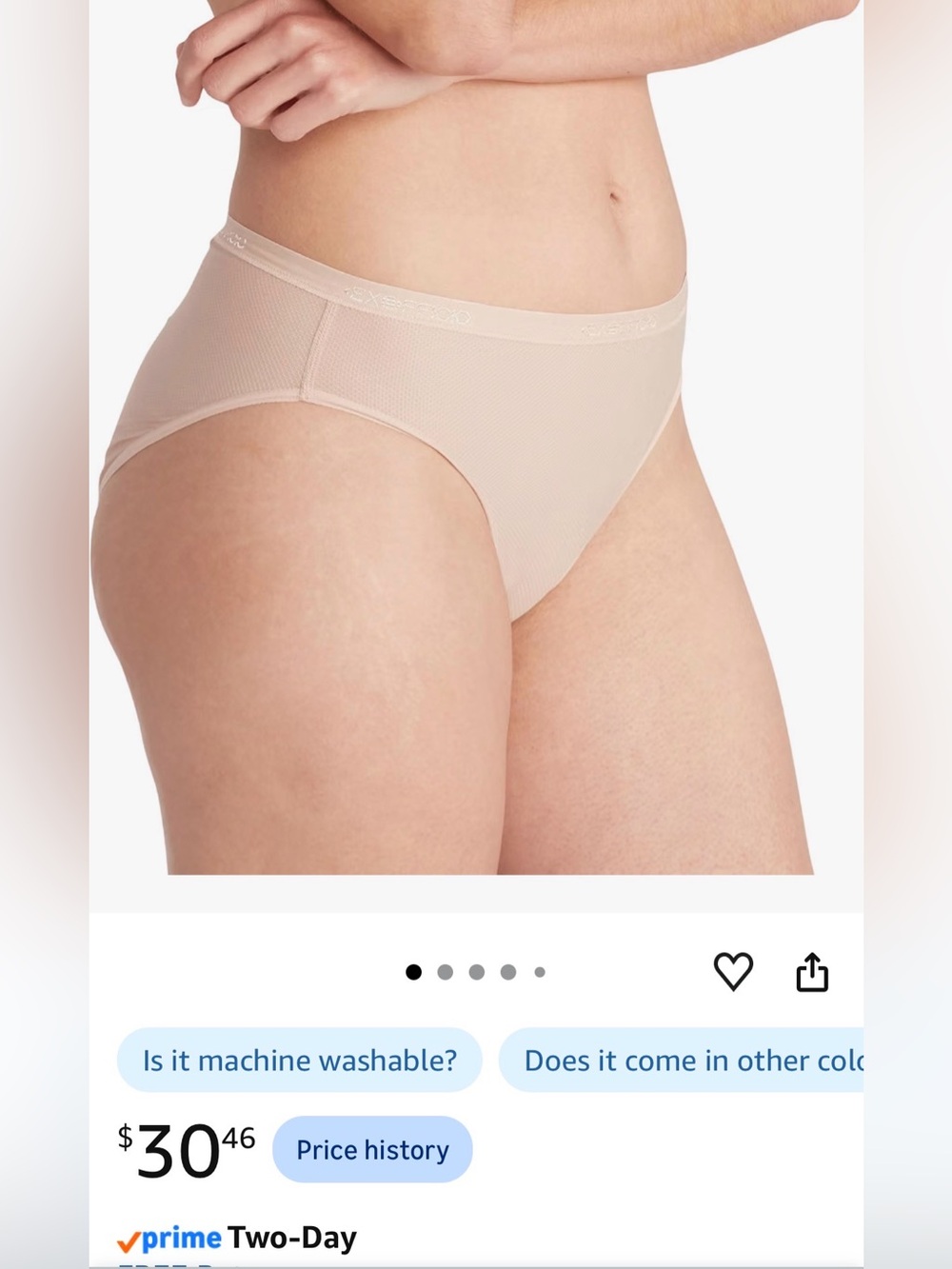 ExOfficio Women's Give-N-Go Classic Bikini Brief -Nude Size Extra Small & Small